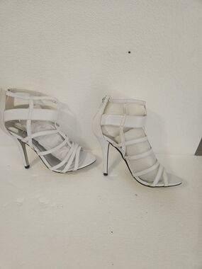 Women's White Strappy High Heel Sandals